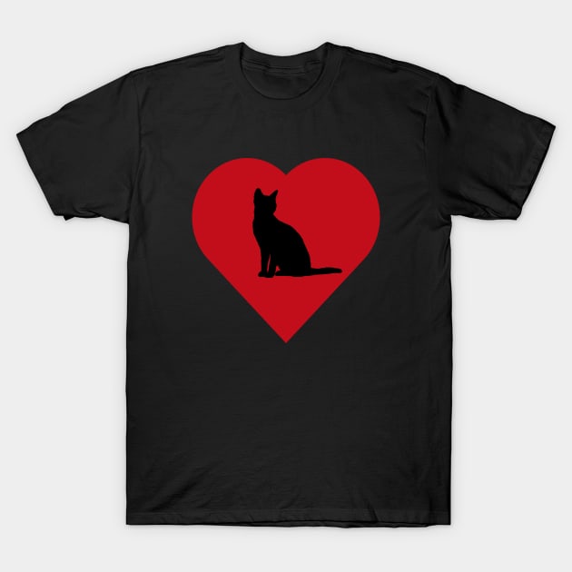 Cat in a red heart T-Shirt by BK55